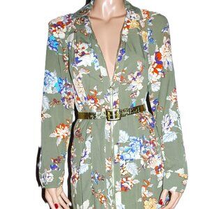 Guess Green Floral Shirt Dress M